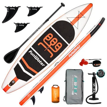 [EU Direct] FunWater Inflatable Stand Up Surfboard Paddle Board 11*33*6Inch With Air Pump Paddle Bag Waterproof Bag Safety Rope SUPFW03A