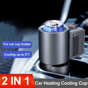 Smart 2-in-1 Car Cold Hot Coffee Mug Quick Cooling & Heating Car Heating Cooling Cup Coffee Milk Electric Beverage Warmer Cooler Holder For Drinks Travel Mini Car Fridge