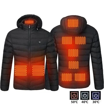 TENGOO HJ-09A 9 Areas Heating Jacket USB Winter Outdoor Electric Heated Jackets Warm Sports Thermal Coat Clothing Heatable Cotton jacket