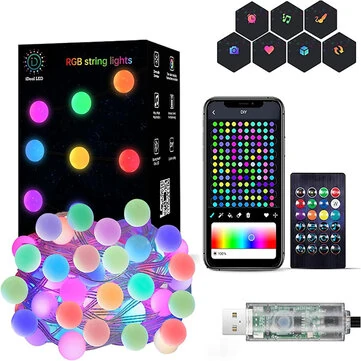 iDeal LED APP Smart Christmas Tree Small White Ball USB Magic Color Point Control Light String Villa 8 Function Leather Line Light String Garden Starry Sky Decorative Light