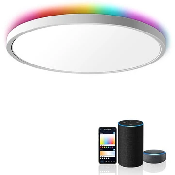 48W 50cm Smart LED Ceiling Light Dimmable 3000K~6500K With RGB Ambient Light Works with Alexa Google Home for Bedroom Living Room