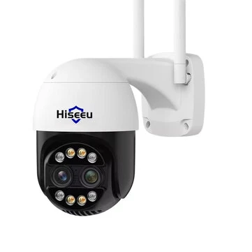 Hiseeu WHDC12/WHDC14 4MP/8MP Dual Lens PTZ Wifi IP Camera with 8x Zoom AI Human Detection Night Vision Two-way Audio IP66 Waterproof Motion Detection Security Surveillance