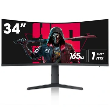 KOORUI 34 Inch Ultrawide Curved Gaming Monitor PC Screen 165Hz 1MS 1000R WQHD 3440x1440P VA Adaptive Sync 2xHDMI 100Hz & DisPort 165Hz VESA 75 x 75 mm DCl-P3 90% Height Adjustable