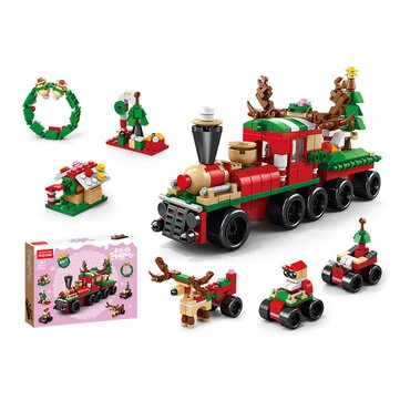 6 in 1 Christmas Train Model Building Blocks Bricks Sets Classic Dolls Kids Toys Gift