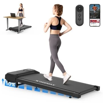 X GEEMAX Walking Pad Treadmill 2.5HP Quiet Portable Under Desk Treadmill 300lbs Weight Capacity with Remote Control LED Display ZWIFT KINOMAP APP for Home Office Gym Fitness