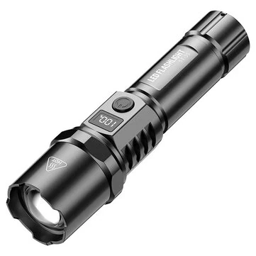 Bikight Long Range Portable Lightweight Spotlight Built-in 18650 Battery Type-C USB Rechargeable LED Flashlight Telescopic Zoom LED Tactical Torch