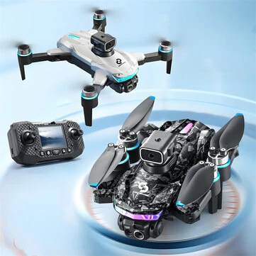 YLR/C S160 WiFi FPV with LCD Screen Controller HD Dual Camera Servo Gimbal 360° Obstacle Avoidance Colorful LED Lights Brushless Foldable RC Drone Quadcopter RTF