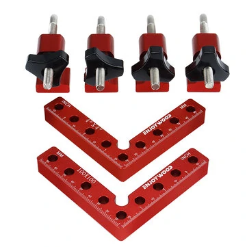 ENJOYWOOD 6PCS Woodworking Upgrade Right Angle Positioning Clamp Precision 90 Degree Clamping Square L-Shaped Auxiliary Fixture Splicing Board Carpenter Square Ruler Woodworking Tool