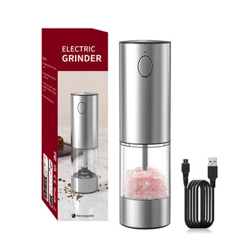 Stainless Steel Electric Pepper Grinder Set Rechargeable 95ML Pepper Grinder Set Sea Salt Grinder Electric Black White Pepper Grinder Bottle