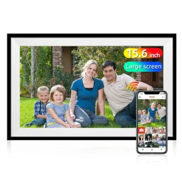 Frameo 15.6 Inch HD Touch Screen Digital Touch Screen Photo Frame 1920x1080P IPS High Definition Dispaly Electronic Photo Frame with 32GB Memory Auto-Rotate Portrait and Landscape