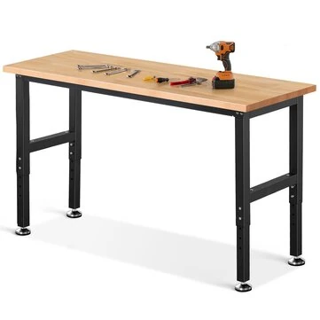 ENJOYWOOD 60 Inch Heavy Duty Workbench Workstation Work Table Rubberwood Top Workbench for Woodworking Shop Home Office Electronic Cutting Wood