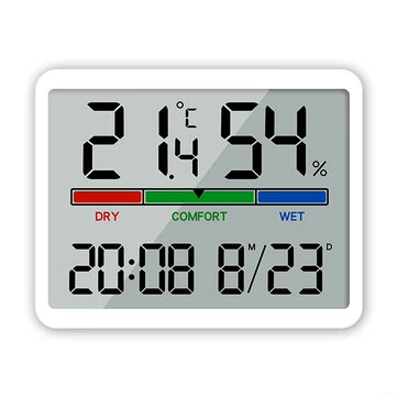 Electronic Multifunctional Magnetic Temperature Clock Wall Clock Digital Alarm Clock Large LCD Display Date Time Temperature and Humidity Display