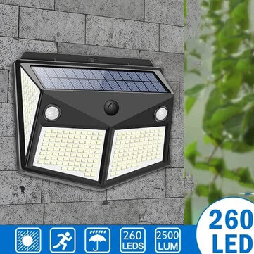 ARILUX 260LED Outdoor Solar Light IP65 Waterproof Motion Sensor Solar Light Garden Courtyard Passage Security Lighting Black