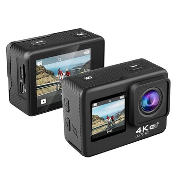 AUSEK 4K 60fps Action Camera with Dual Screen Sport Camera Anti-Shake Remote Control Video Wifi Oet Wide Angle DV Camera Sports Camera 30m Waterproof Ratingutdoor Cycling Helm