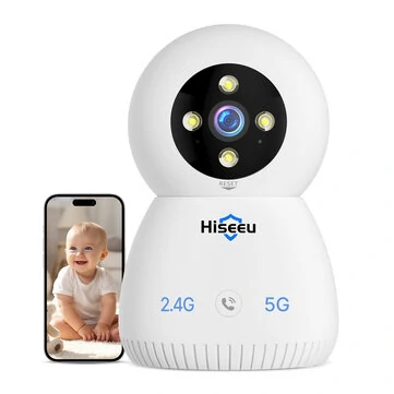 Hiseeu FJ5C Indoor Security Camera 2.4G/5G 5MP PTZ Wireless Baby Monitor Pet Camera Auto Tracking Night Vision 2-Way Audio PIR Detection for Home Security Local Storage Cameras Work with Alexa Hiseeu NVR