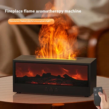 Kinscoter 3D Fireplace Aromatherapy Machine Simulation Flame Humidifier Automatic Aromatherapy Machine Desktop Large Fog Remote Control Aromatherapy Machine