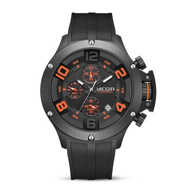 MEGIR Men Fashion Sport Quartz Watches Big Dial Multi-functional Watch Chronograph Waterproof Luminous Wristwatches Date Clock