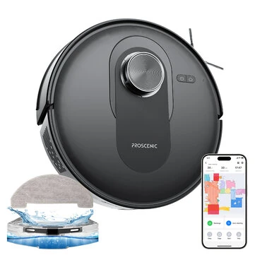 [EU Direct] Proscenic Q8 Robot Vacuum and Mop Combo, 4200 Pa Suction, LiDAR Navigation, 200min Runtime, Automatic Self-Charging, APP Control, 350ml Dustbin, 250ml Water Tank, for Indoor Floor, Pet Hair, Carpet