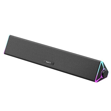 Havit M15 Desktop Speaker Wired Soundbar with Volume Knob Dual Horns Bass Diaphragm 360° Surround Stereo RGB Light 3.5mm Computer Speaker