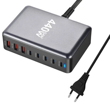 [GaN Tech] Bakeey YMX-440W 440W 8-Port USB PD Charger 3USB-A+5USB-C PD QC Fast Charging Desktop Charging Station EU Plug US Plug for iPhone 15 14 13 Pro for Huawei Nova Flip for Xiaomi MIX Fold4 for MacBook Pro