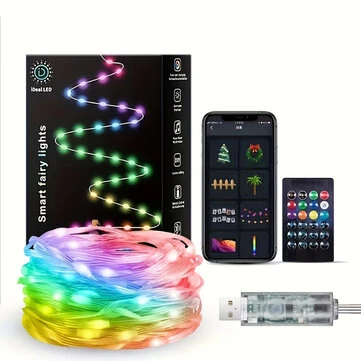 16.4ft /32.8ft /65.6ft iDeal LED Colorful USB LED Decorative String Lights with App Control Bluetooth Remote IP66 Waterproof for Holiday Room Decoration