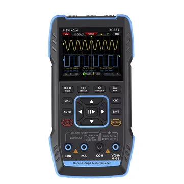 FNIRSI 2C53T Upgrade 3in1 50MHz*2 Dual Channel Bandwidth 250MS Rate Oscilloscope Multimeter Signal Generator 19999 Counts True RMS