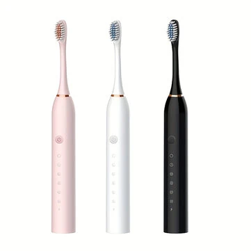 Ultrasonic Electric Toothbrush USB Charging Toothbrush for Adults Children Soft Bristles Portable Waterproof Brush Kit with 4 Brush Heads