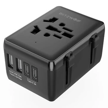 BlitzWolf BW-TA1 Universal Travel Adapter Plug with 4 USB EU UK US AU AC Power Charger Adapter Outlet Converter Socket