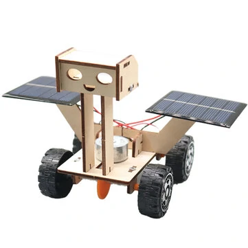 DIY Solar Lunar Rover Car Educational Toy Wooden Kit Solar-Energy Powered Kids Students Children Science