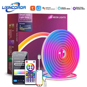 LIXINCORDA Smart LED RGB Neon Strip Lights Bluetooth Color Changing Lights LED Silicone Neon Strip Lights WiFi+Bluetooth APP Control Light Strips