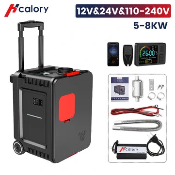 Hcalory A04 Diesel Heater 8KW Portable Diesel Air Heater All-in-one 110V-240V AC & 12V 24V DC Parking Heater with Bluetooth Control and LCD Screen Support 5L