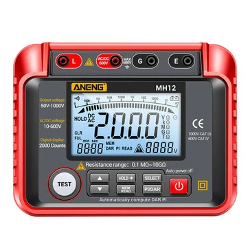 ANENG MH12 Insulation Earth Resistance Tester Digital Meter AC DC Ammeter Transistor Tester LCD Megohmmeter Meter Voltmeter Detect