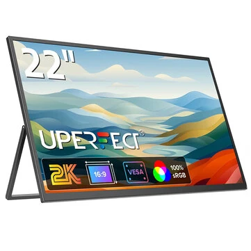 UPERFECT Large 22 inch 2K 60Hz PC Gaming Monitor 1440P QHD FreeSync Computer Display with VESA USB-C/Mini HD/Micro USB-B OTG/AUX IPS Screen Built-in Dual Speakers for Laptop Game Console