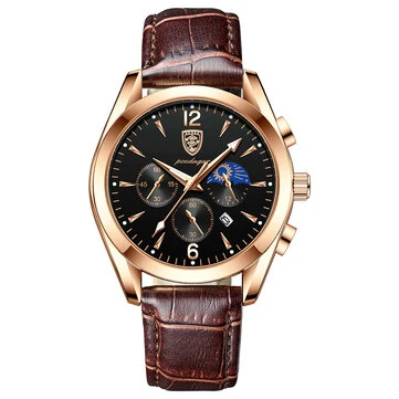 POEDAGAR Men Watches Waterproof Luminous Calendar Quartz Watch Stainless Steel Leather Watch Fashion Luxury Business Wristwatch