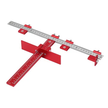 ENJOYWOOD Red Aluminum Alloy Metric/Inch Cabinet Hardware Jig 5mm Drill Guide Cabinet Handle Template Jig