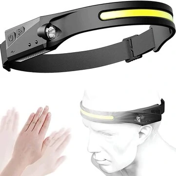 Bikight LX200 Wave Sensor 1200mAh 270° Wide Range 350LM 5 Lighting Modes LED Headlamp USB Rechargeable Head Torch COB Outdoor Cycling Adventure Fishing Flashlight Bike Headlamp