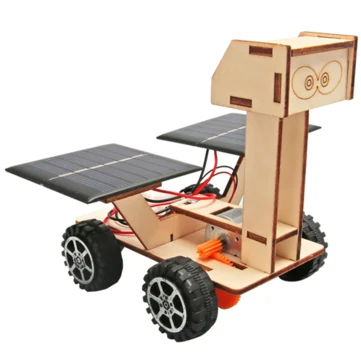 Wooden Solar Power Lunar Exploration Rover Model Assembly Kit DIY Children's Science Experiment Education Puzzle Toy Student Technology Small Production