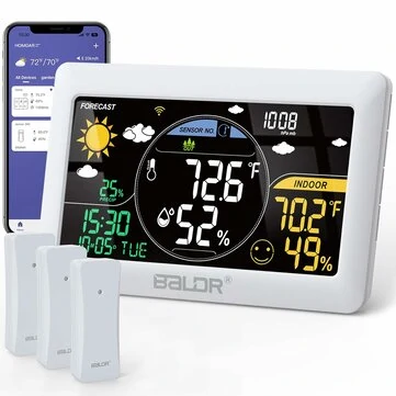 BALDR Wifi Weather Station Alarm Clock Wireless Indoor Outdoor Thermometer Forecast Station App Remote Control