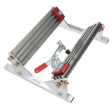 ENJOYWOOD Adjustable Spline Jig for Table Saw & Router Table Silver Aluminum Alloy Material 1/2in-16in Project Size Compatibility with 4 Molded Flip Stops for Precise Joinery and Smooth Operation