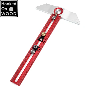 HONGDUI 400mm Hooked On Wood MT-2465 PRO Scriber Marking T Square Ruler Aluminum Alloy Hole Positioning Marking Gauge