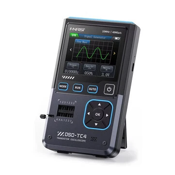 FNIRSI DSO-TC4 3-in-1 Oscilloscope Signal Generator Transistor Tester 48MSa/s 10MHz Bandwidth Portable Design Rechargeable Battery Adjustable Waveforms