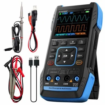 FNIRSI 2C23T 3IN1 Dual Channel 10MHZ*2 50MS/s Handheld Digital Oscilloscope Multimeter + Function Signal Generator