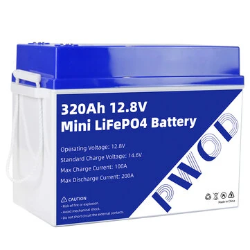 PWOD 12.8V 320Ah 3840Wh Mini LiFePO4 Battery Storage Box RV & Boat Lithium Battery Built-in BMS IP65 Protection