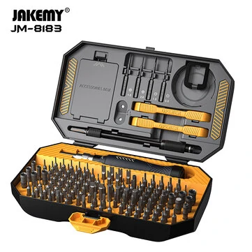 Jakemy 145PCS Precision Screwdriver Set with Comprehensive Repair Kit with 132 CR-V Bits, Anti-Slip Handle, Adjustable Extension Bar