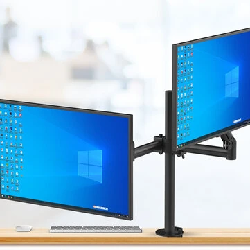 M13-2 Dual Monitors Stand for 17''-32'' Monitor Adjustable Height Angle, VESA 75x75/100x100mm Holders, Ergonomic Desktop Arm Mount Bracket