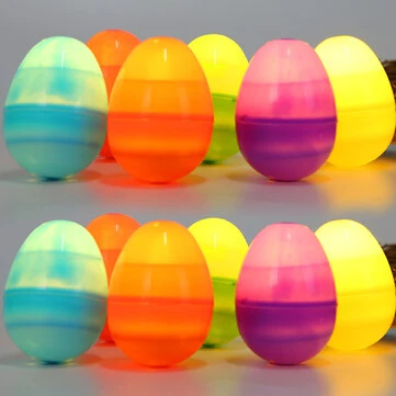 12PCS LED Easter Egg Festival Decoration Luminous Egg Scene Layout Easter Egg Plastic Capsule Egg Lamps