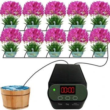 Intelligent Automatic Watering Machine Solarpowered / Lithium Battery Dual Power Automatic Drip Irrigation Kit Timer Self Watering System With 15pcs Drippers