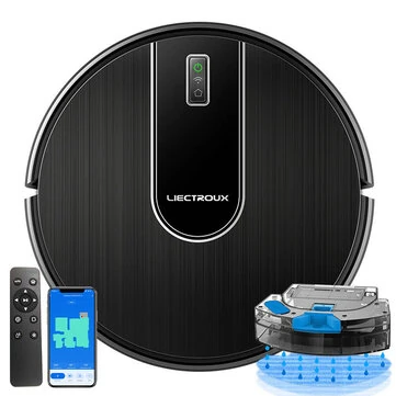 [EU Direct]LIECTROUX N7S-U Robot Vacuum Cleaner and Wet Mop Combo,Smart Mapping,WiFi App And Remote Control,4000Pa Suction,Brushless Motor,Works With Alexa and Google Assistant,Ideal for Pet Hair,Carpet,Hard Floor