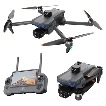 AE30 GPS 10KM 5G Repeater Digital FPV with 4K HDR Video 5X ZOOM Dual Camera 3-Axis EIS Gimbal 360° Ultrasonic Lift Obstacle Avoidance 7.2inch Touchable LCD Screen Controller Brushless Foldable RC Drone Quadcopter RTF