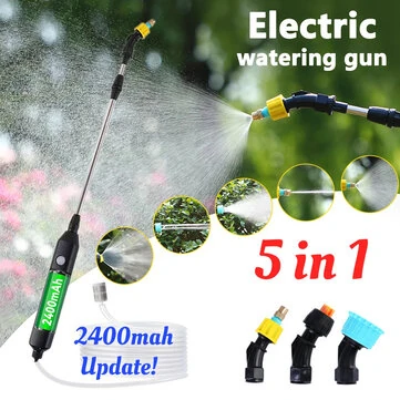 Portable Electric Garden Sprayer 2400mAh Spray Wand Gardening Sprayer Irrigation Tool USB Rechargeable Telescopic Handle with 3 Nozzles for Yard Plant